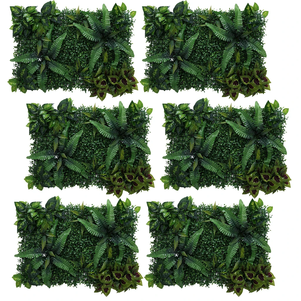 6 Pieces Artificial Plants Green Grass Flower Wall Panels Opening Ceremony Backdrop Floral Decor