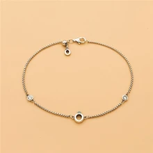 Cefuny 925 пробы Серебряный сверкающий браслет-цепочка с двумя сверкающими прозрачными кубическими циркониями Регулируемый 20 см