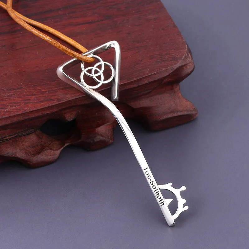 Horror Cthulhu Mythos Key Necklace H.P.Lovecraft Knowledge Logo Pendant Necklaces Leather Chain For Men Women Jewelry Gifts