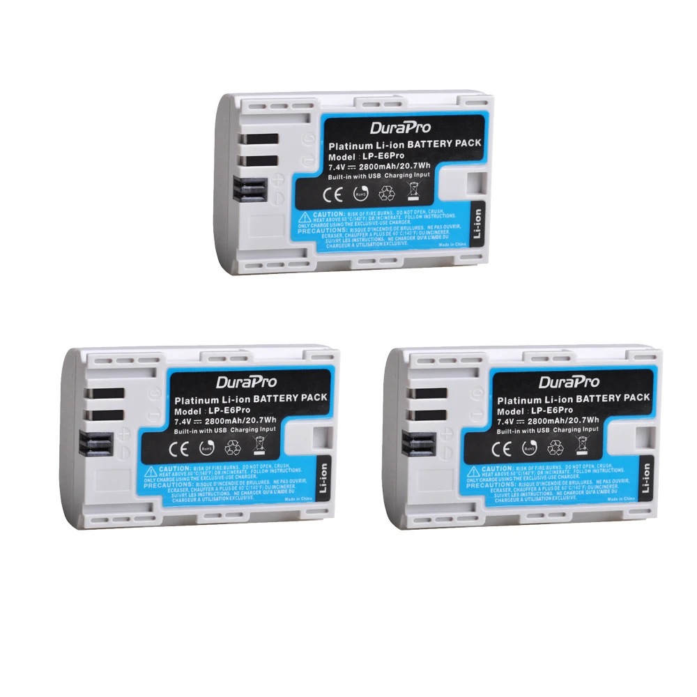 3 Battery 2800 мАч LP-E6 LP-E6N Аккумулятор для камеры с usb-портом для Canon EOS 5DS 5D Mark II Mark III 6D 7D 60D 60Da 70D 80D - Цвет: 3 Battery