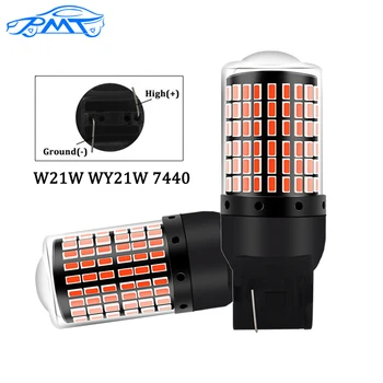 

BMT 2X T20 LED 7440 W21W 144smd CanBus Car Brake Lights DRL Daytime Running Lights WY21W 21W Reverse Backup Tail Red Lamp Bulbs