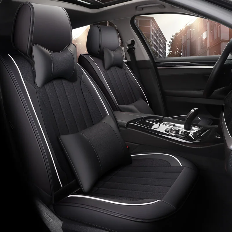 

Full Coverage PU Leather car seat cover flax fiber auto seats covers for ssangyong actyon korando kyron rexton