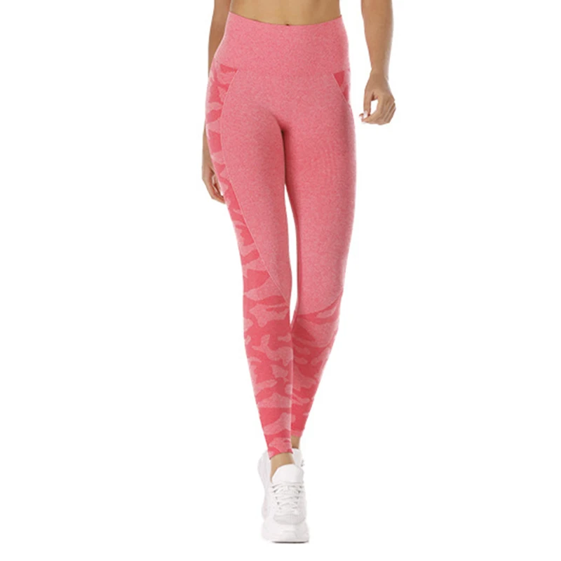 Red Leggings Спортивные колготки Камуфляжный бесшовный корсет штаны для йоги высокая Талия спортивные бесшовные леггинсы Фиолетовые женские леггинсы для бега - Цвет: Red Leggings
