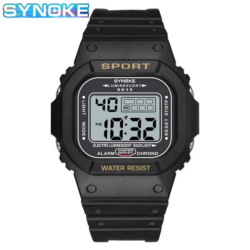 

SYNOKE Outdoor Sport Watch Men Alarm Clock 3Bar Waterproof Watches Week Display Military Fashion Electronic Digital Watches