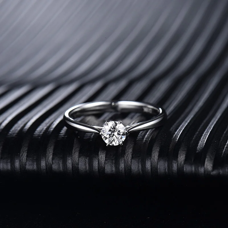 LOVERJEWELRY 14 к Муассанит кольцо для женщин круглой огранки натуральный Муассанит лаборатория Выращенный алмаз из белого золота для женщин обручение подарок - Цвет камня: 1ct Moissanite