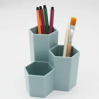 

New Fashion Hexagon ABS Table Organizer Makeup Cosmetic Holder Desk Pen Pencil Storage Box Case Pen Pencil Organizer