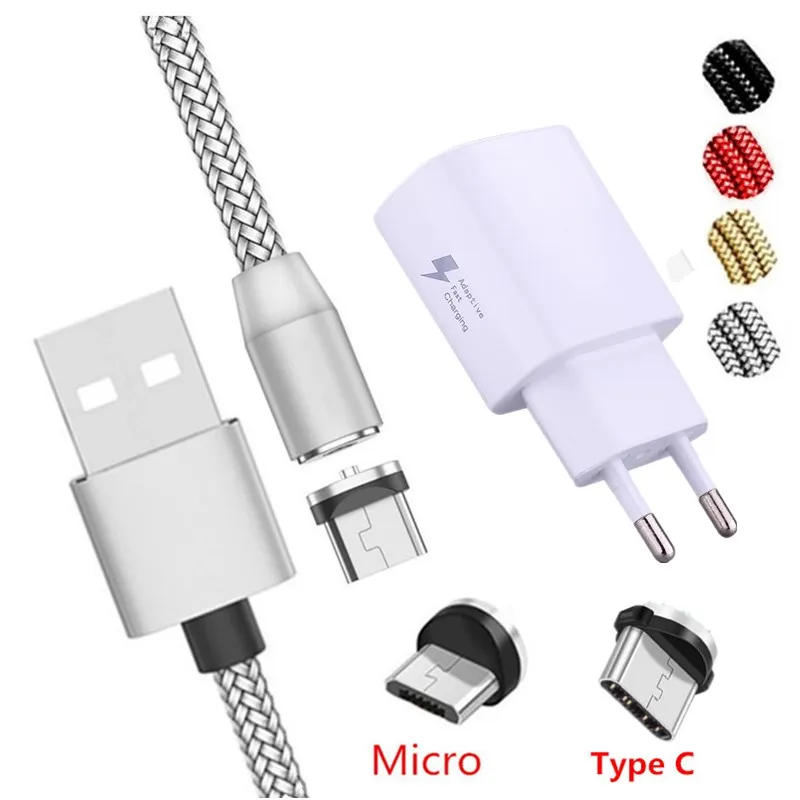Магнитный кабель USB Type C Micro для быстрой зарядки зарядный Huawei Y3 Y6 Y5 2017 II A7 J2 PRO 2018 Grand