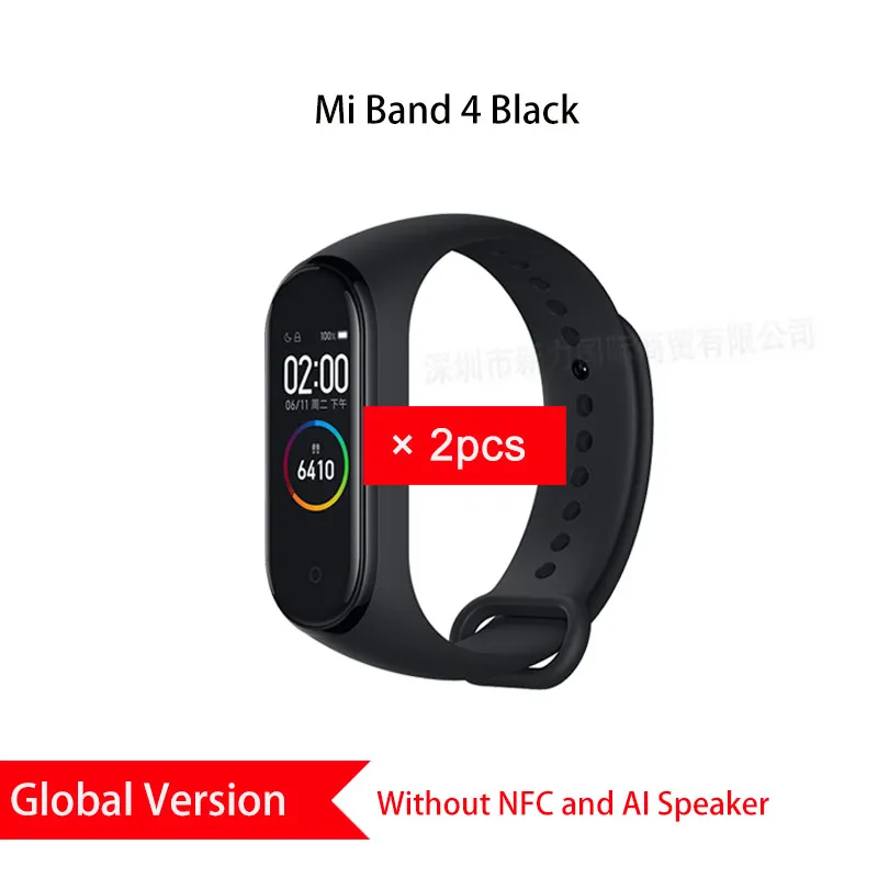 Xiaomi mi Band 4 mi band 4 глобальная версия новейший Bluetooth 5,0 Браслет Фитнес браслет сердечного ритма китайская версия - Цвет: GL Version-2pcs
