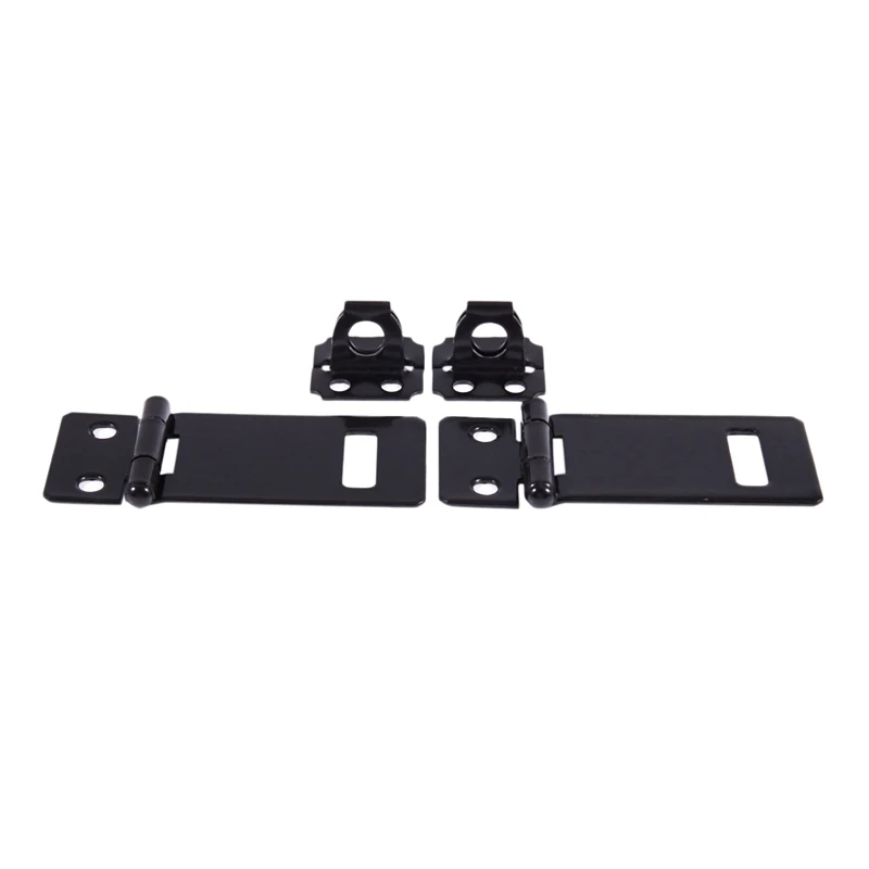 

2 Set Door Safety Lock Black Metal Padlock Hasp Staple Set 50mm Long