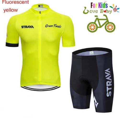 Дышащий STRAVA дети Велоспорт Джерси комплект шорты Детская велосипедная Одежда для мальчиков и девочек Летняя велосипедная одежда - Цвет: 2