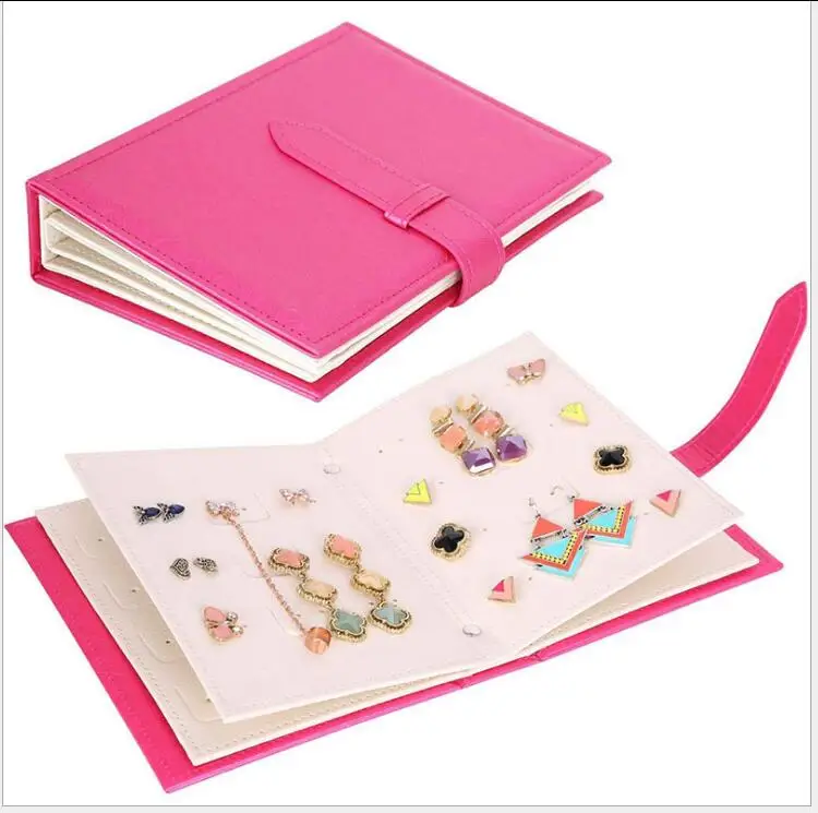 

PU Leather Earring Storage Box Creative Jewelry Display Holder Jewellery Organizer Women Stud Earrings Collection Book