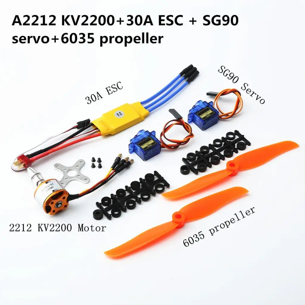 1 комплект 9 г сервомотор 2200KV 30A ESC 6035 пропеллеры радиоуправляемый самолет