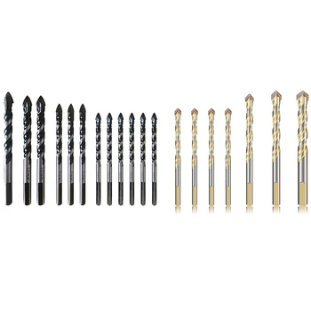 

7-Piece Drill Bit Set with Storage Case for Drilling Metal, Tile, (Gold) & 12Pcs Multi Purpose Carbide Tip Drill Bit Set