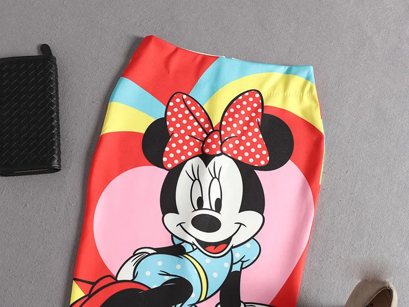 Women's Pencil skirt Cartoon Mouse Print High Waist Elastic Slim Tube Skirts Young Girl Summer Plus Japan Female Falda SP5341