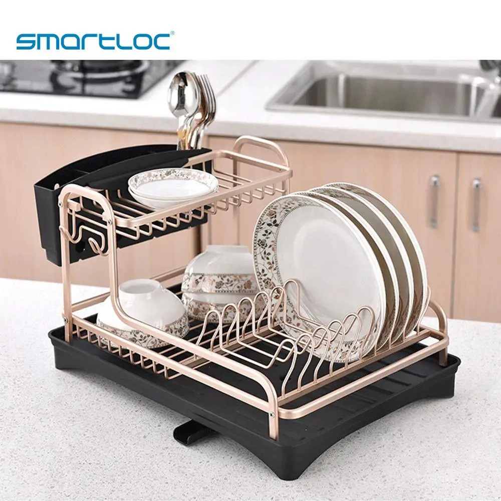 smartloc Aluminium Alloy Dish Rack Kitchen Organizer Storage Drainer Drying Plate Shelf Sink Supplies Knife and Fork Container smartloc Aluminium Alloy Dish Rack Kitchen Organizer Storage Drainer Drying Plate Shelf Sink Supplies Knife and Fork Container