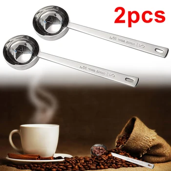

Stainless Steel Multifunction Kitchen Coffee Scoop 2 Tablespoon Measuring Spoon 30ml Metal Long Handled Easy To Clean Set Of 2