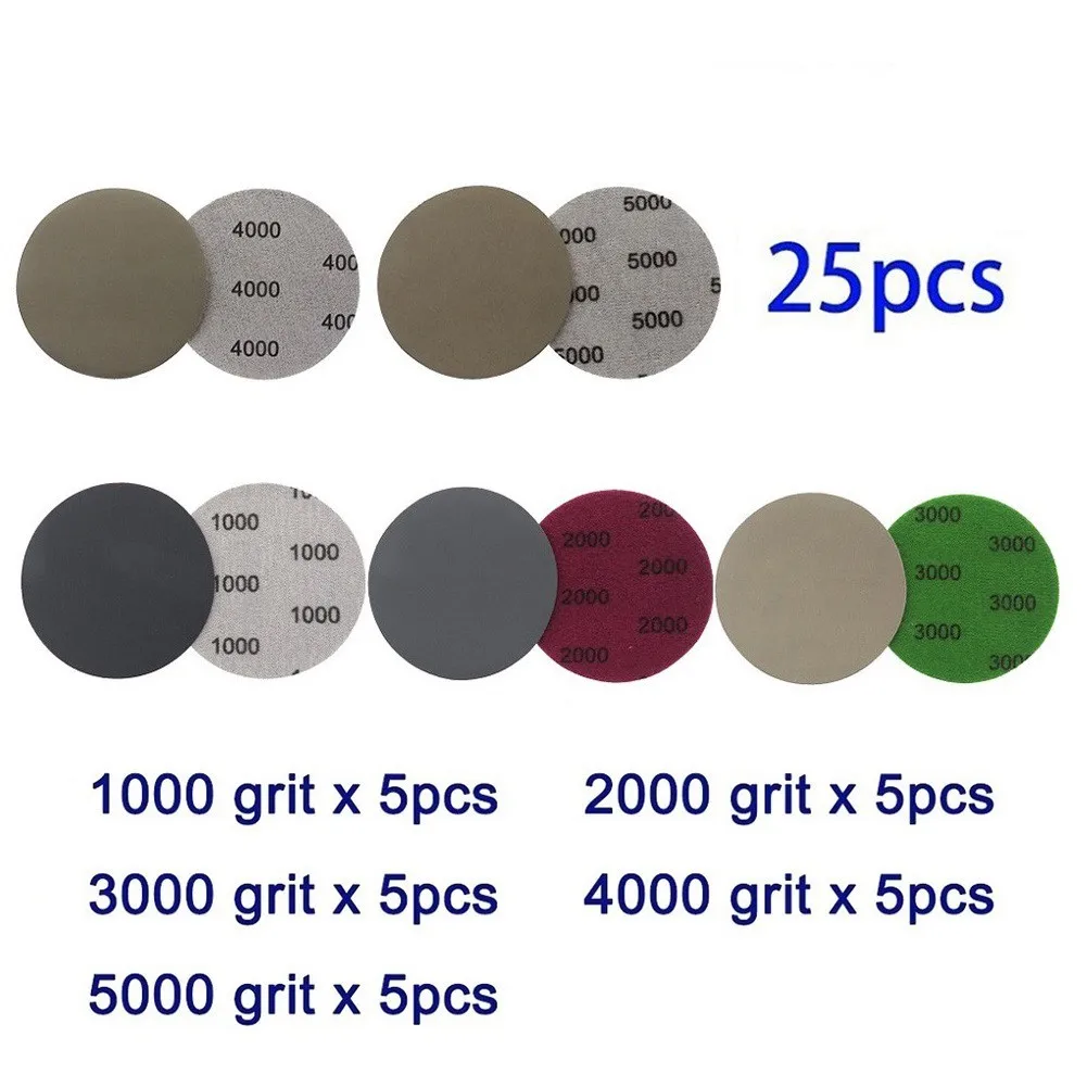 cheap!!!- /25pcs 3 Inch Hook And Loop Sandpaper 1000 2000 3000 4000
5000 Grit Sanding Discs For Dry And Wet Grinding