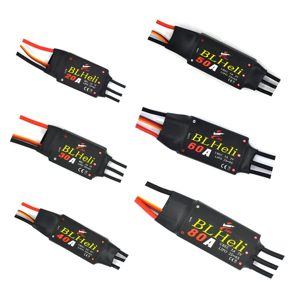 

ZMR 1 PCS BLHeliSeries12A 20A 30A 40A 50A 60A 80A ESC Brushless Multi Rotor Four Axis Electric Control for FPV RC Racing Drone