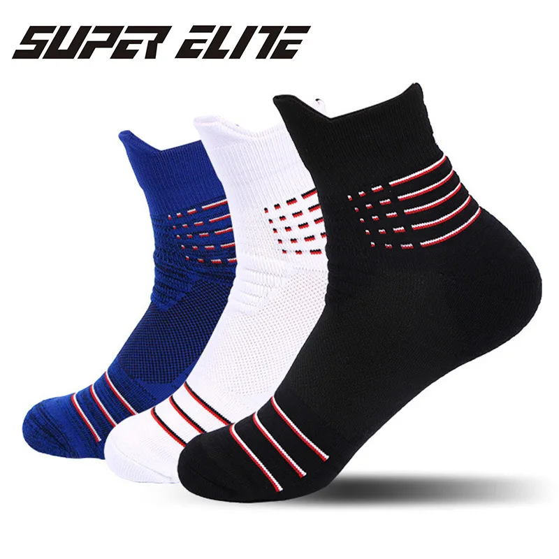 

2019 Sports socks for men terry socks anti-skid shock absorbers sport men's basketball elite running socks Compression keep warm