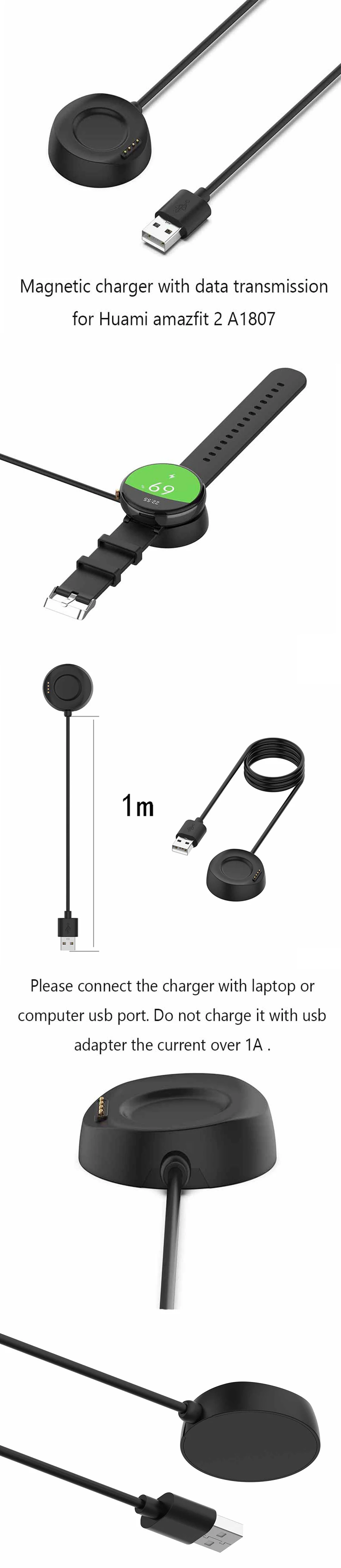 Магнитное зарядное устройство USB для Huami amazfit 2 A1807 заменитель адаптера передачи данных длина 1 м