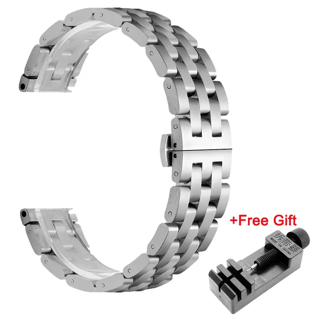 20mm 22mm For Samsung Galaxy 3 Watch 46mm S3 active 2 Metal Stainless Steel band for Amazfit GTR  Strap Amazfit Bip Huawei GT Silver With Tool