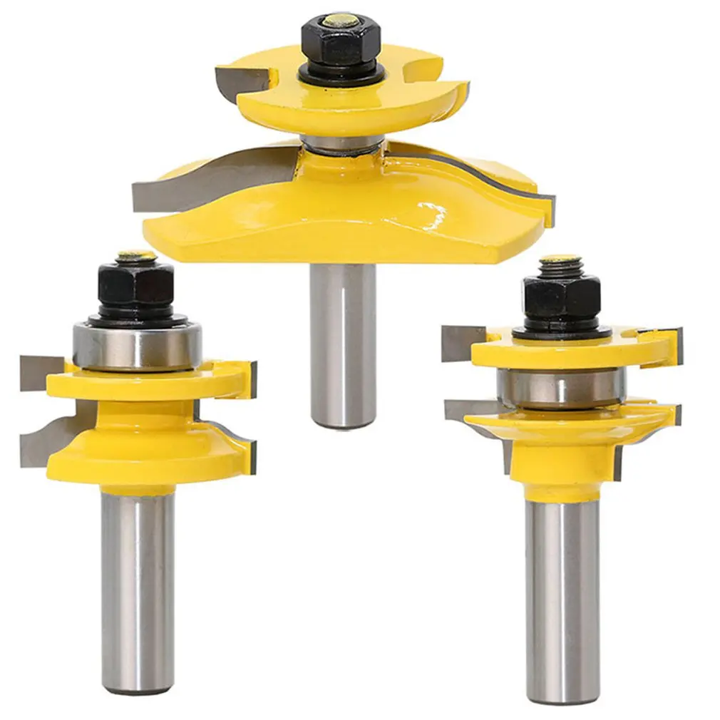 

3pcs 1/2 '' Shaft Rail & Stile Blade Cutter Panel Cabinet Router Bits Set Milling Power Tools by Knife Wood Cutter