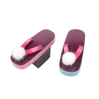 

Mazefeng Women's Summer Wood Sandals Matte Painted Flip Flops Japan Geta Kimono Slippers Super High Heel Geisha Cosplay Shoes 40
