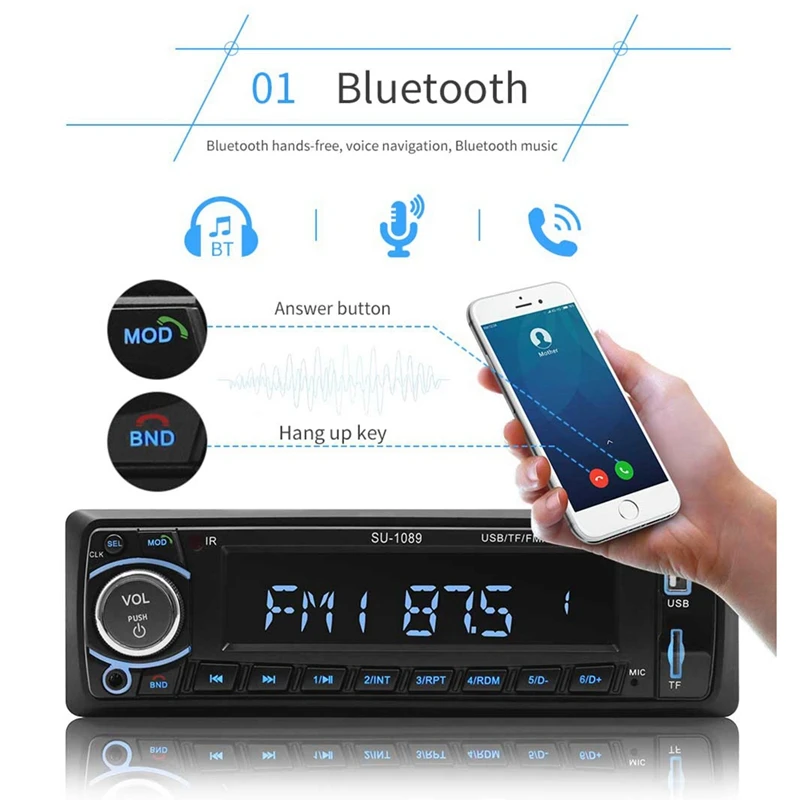 12V автомобиль радио Bluetooth стерео Mp3 плеер Fm Радио Вход Aux Usb автомобильное радио плеер Su-1089