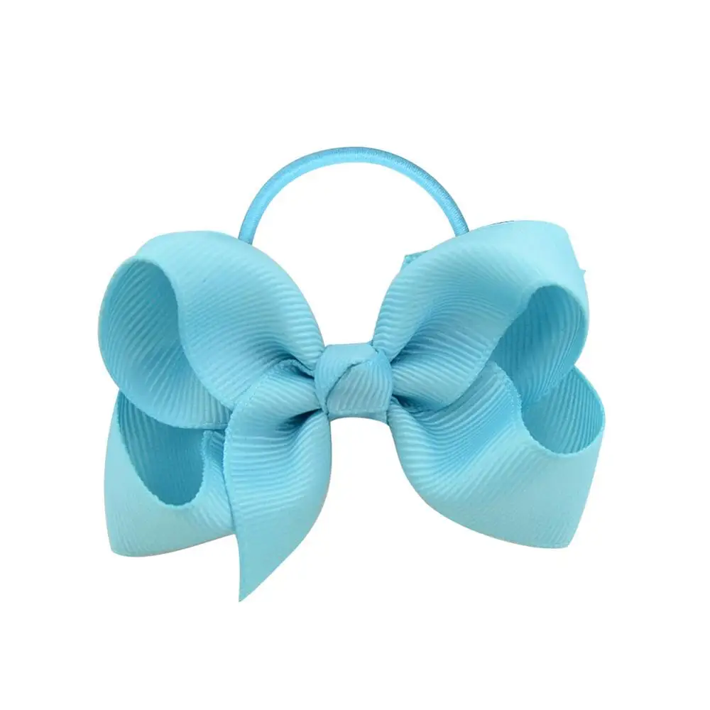 7 3.5 inch Grosgrain Ribbon Hair Bow Scrunchies Elastic Hair Rope Rubber Band Ponytail Holder Hair Bands Hairwear Hair Accessories - Цвет: 7