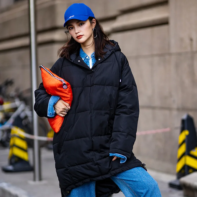 

S7141 Winter New Style Designer Brand Creative Fashion Warm Thick Mid-length Side Zipper Pullover Cotton Coat