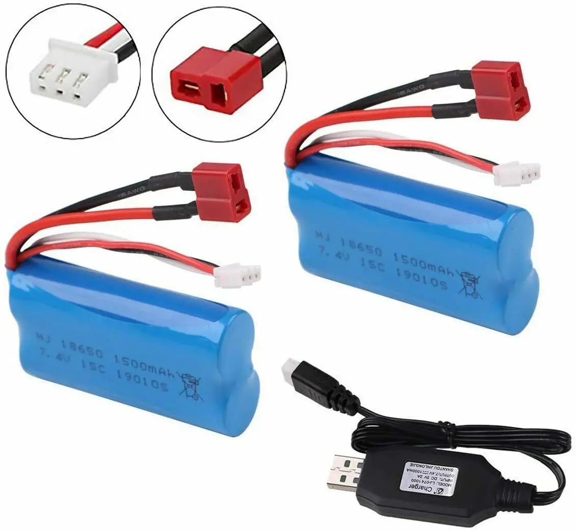 Tosiicop 2-Pack 7.4V 1000mAh Li-ion RC Battery With Deans T Plug - For 1/16 Scale Brushless Trucks & Cars - View #8
