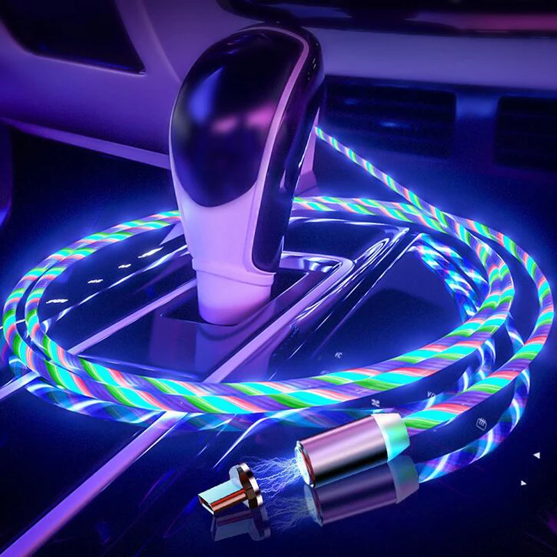 

Car Phone Charging Flow Luminous Lighting Magnetic USB Cable For Volkswagen POLO Golf 5 6 7 Passat B5 B6 B7 Bora MK5 MK6 Tiguan