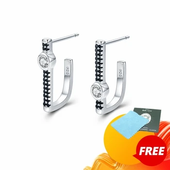 

2020 New Birthday Present 925 Sterling Silver Jewelry Engagement Crown shape Stud Earrings for Women Black Spinel I018