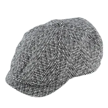 

Herringbone pattern Europe and the United States newspaper hats men and women caps striped octagonal hats painter hats