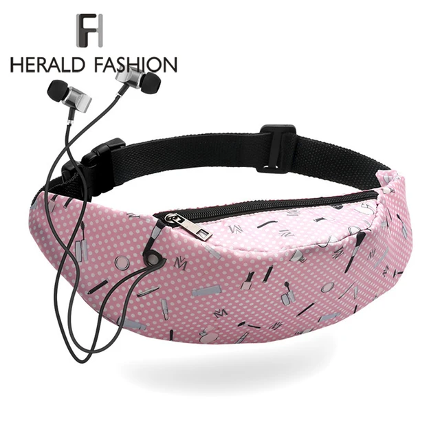 US $2.30 Herald Fashion Pattern Print Waist Bags Girls Fanny Packs Belt Bags Women Travelling Sports Fitness