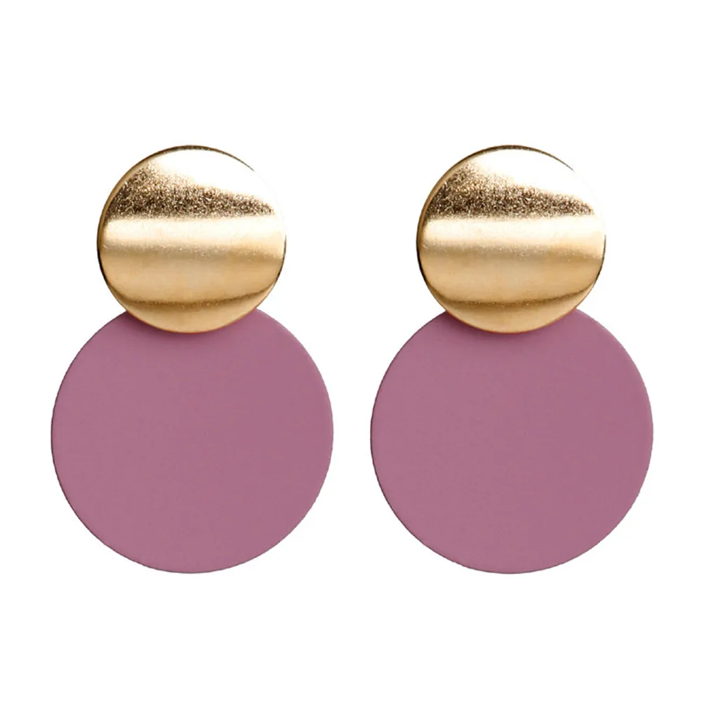 几何百搭个性圆片圆环气质女神冷淡风烤漆耳钉 1.8块 $1.69 