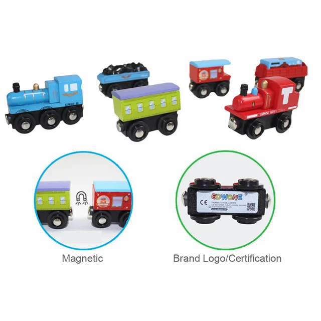1PCS Magnetic Train Toys Wooden Railway Track Accessories Can Be Connected Variety Wooden Train Toys For Children Gifts 2