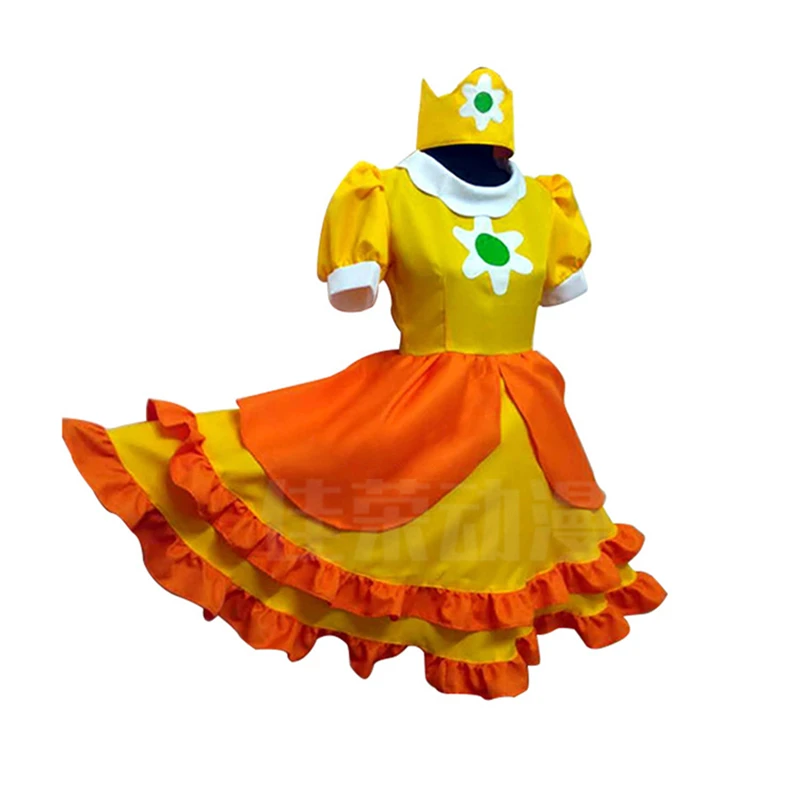 Game Super Mario Cosplay Costumes Women Girls Princess Daisy Dress Skirt Jumpsuits Party Halloween Masquerade Suit