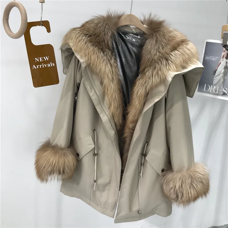 Large Real Fox Fur Collar Winter Women 90% White
