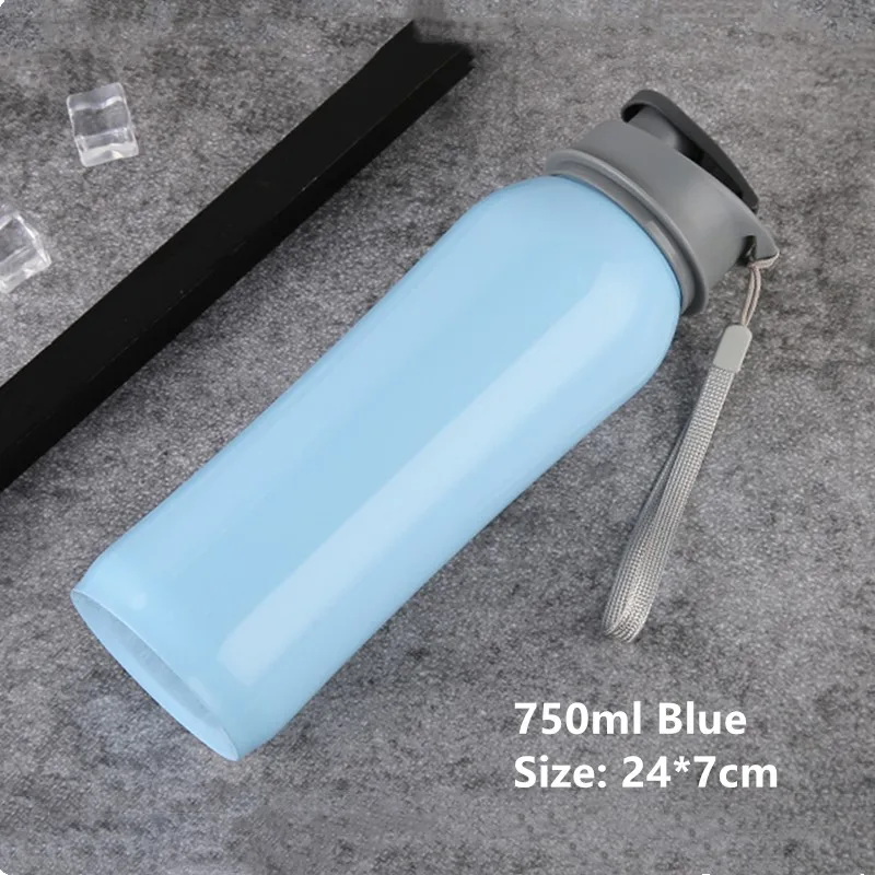 750ml Blue Спортивная бутылка для воды из нержавеющей стали, большая емкость, герметичная, для активного отдыха на велосипеде, фитнеса, альпинизма, шейкер, бутылки для воды, BPA бесплатно - Цвет: 750ml Blue