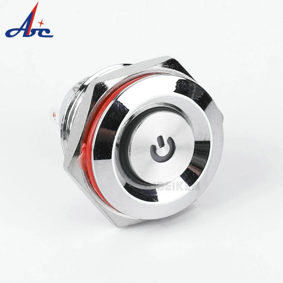 16MM Reset With Power Symbol Illuminated Short Waterproof Metal Push Button Switch | Обустройство дома