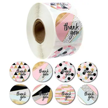 

500pcs/roll 8 Designs Thank You Stickers Handmade Scrapbooking Gift Packaging Stationery Decor