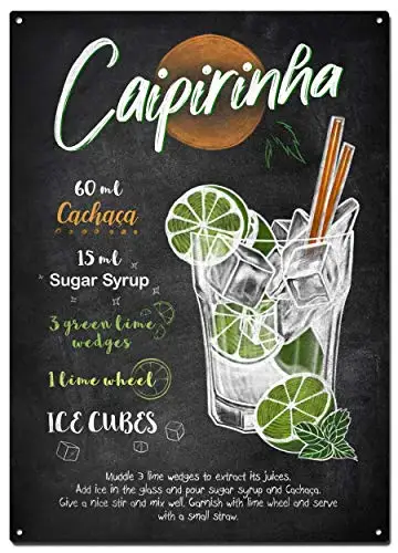 

Caipirinha Metal Tin Signs, Drinks and Cocktails Colorfast Posters, Decorative Signs Wall Art Home Decor - 8X12 Inch (20X30 cm)