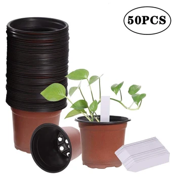 

50 Pcs 4" Plastic Plants Nursery Pots Seedlings Additional Flower Plant Starting Pots Container Seed