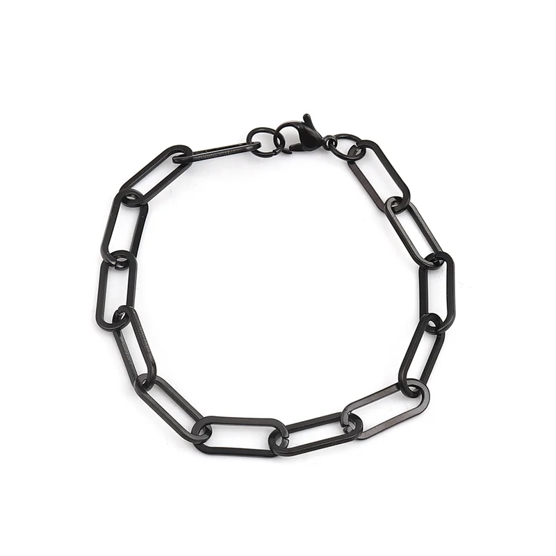 New 304 Stainless Steel 7mm 6mm 4mm Link Cable Chain Bracelets Black Gold Silver Color Oval Jewelry For Women Men Gifts 19cm