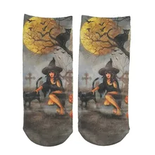 Носки Хэллоуин с рисунком ужасов, 3D стерео, забавные, дышащие, модные, осенние и зимние, хлопковые, женские носки, пара, Новинка