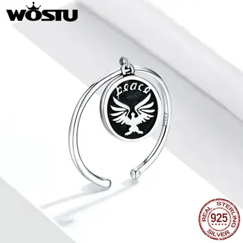 

100% 925 Sterling Silver Rings Lucky Coin Open Rings for Women WOSTU Sterling Silver Coin Ring Jewelry FIR655