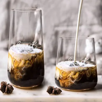 

Korean Alphabet Glass Coffee Mug Creative High Capacity Juice Cups Glass Tumbler Home Beer Taza Transparente Glasses Cup AC50BL