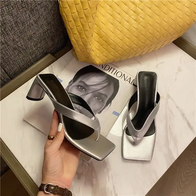 silver mules shoes