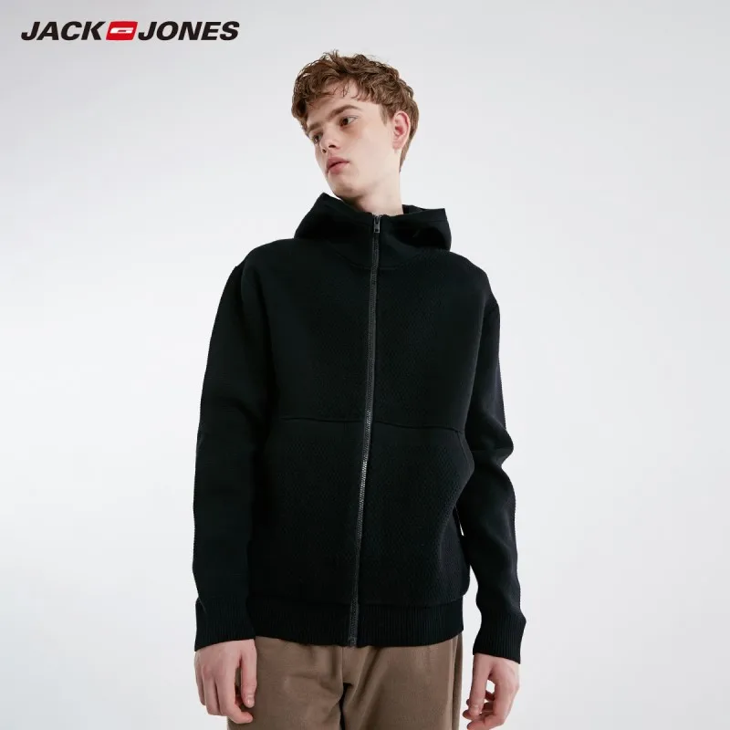JackJones Мужской базовый стиль сплошной цвет трикотаж куртка 219125506 - Color: Black